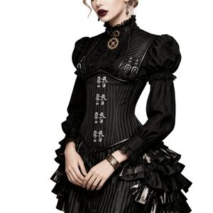 WOMEN'S UNDERBUST CORSET WITH SHOULDER STRAPS AND BONES